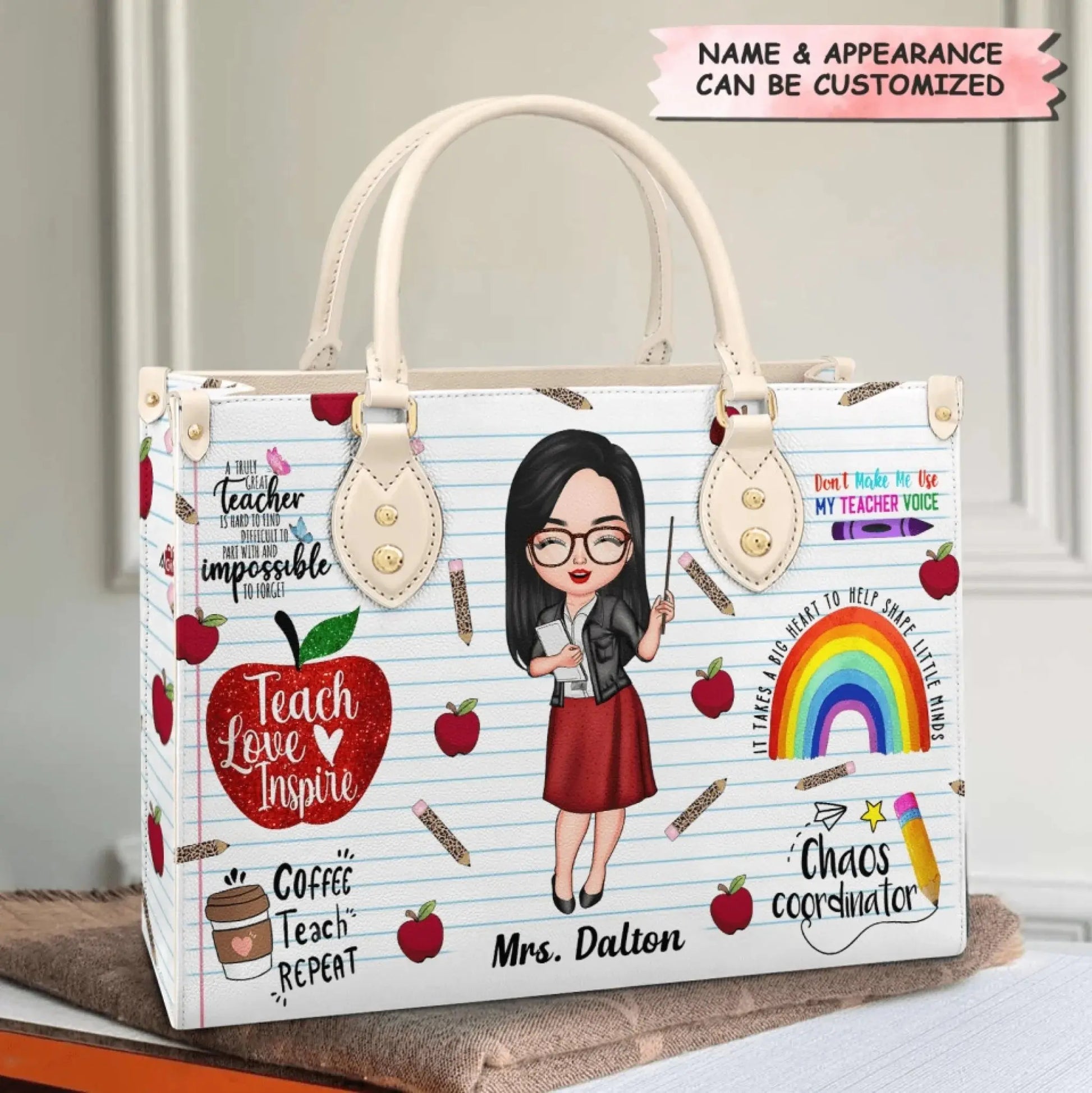 Personalized Leather Bag - Gift For Teacher - Teach Love Inspire Teacher  Ezcustomize