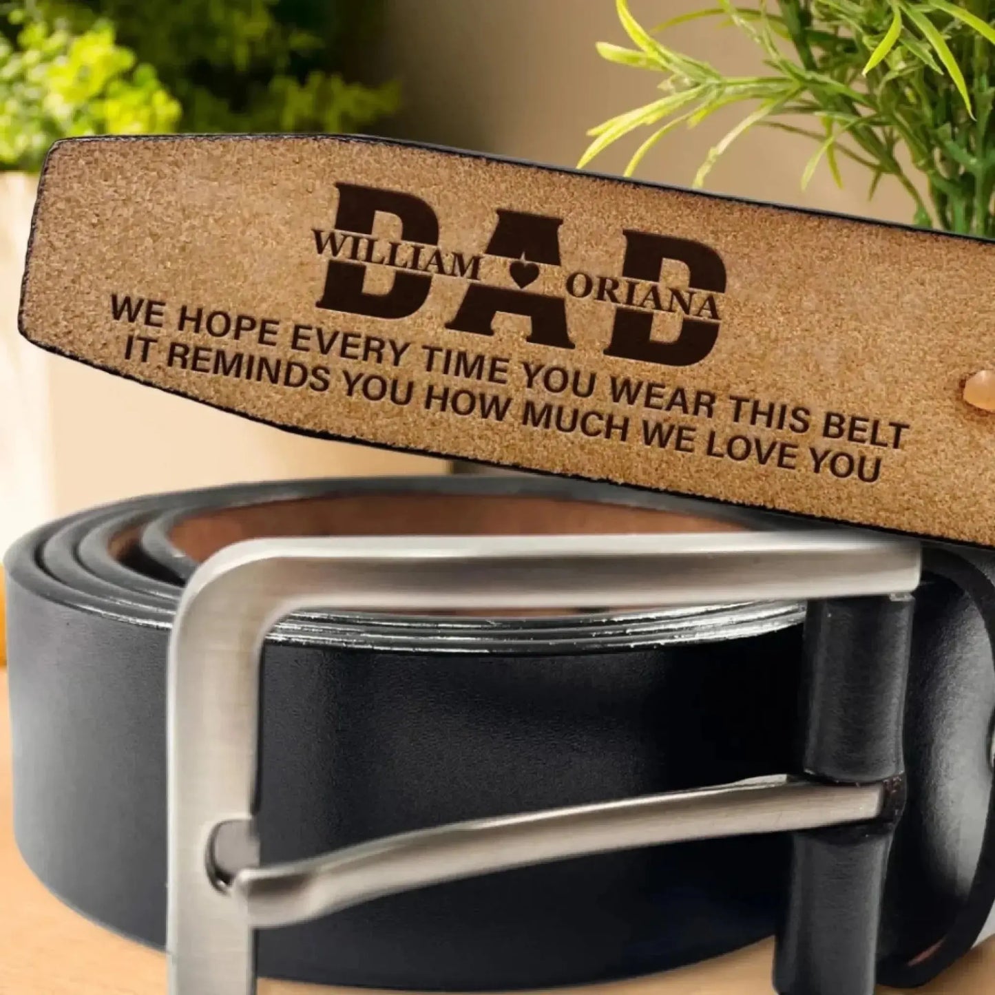 Personalized Leather Belt for Dad/Grandpa - Custom Engraved Love Message Gift  Ezcustomize