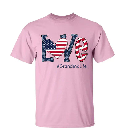 Personalized Love Shirt for Grandma – Custom 4th of July T-shirt with Grandkids’ Names – Patriotic Gift for Mom, Nana, Mimi  Ezcustomize