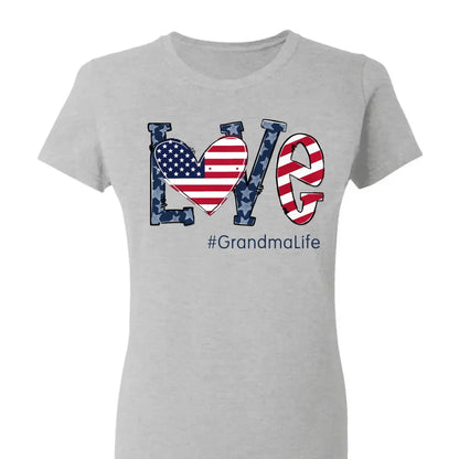 Personalized Love Shirt for Grandma – Custom 4th of July T-shirt with Grandkids’ Names – Patriotic Gift for Mom, Nana, Mimi  Ezcustomize