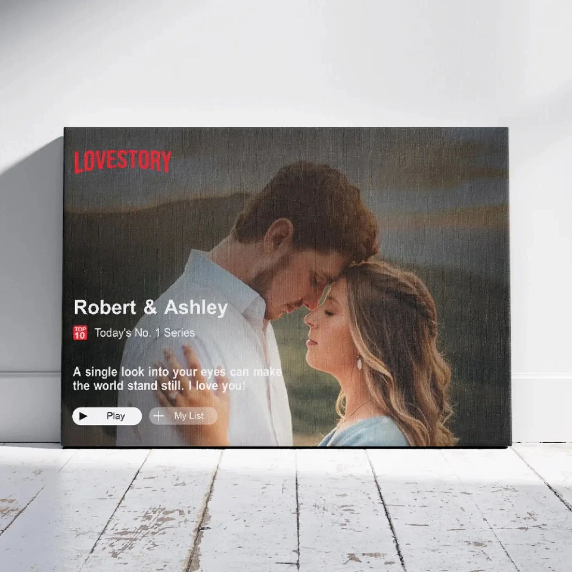 Personalized Loveflix Couple Canvas – Custom Photo Wall Art Gift for Anniversary, Valentine’s Day, or Romantic Home Decor  Ezcustomize