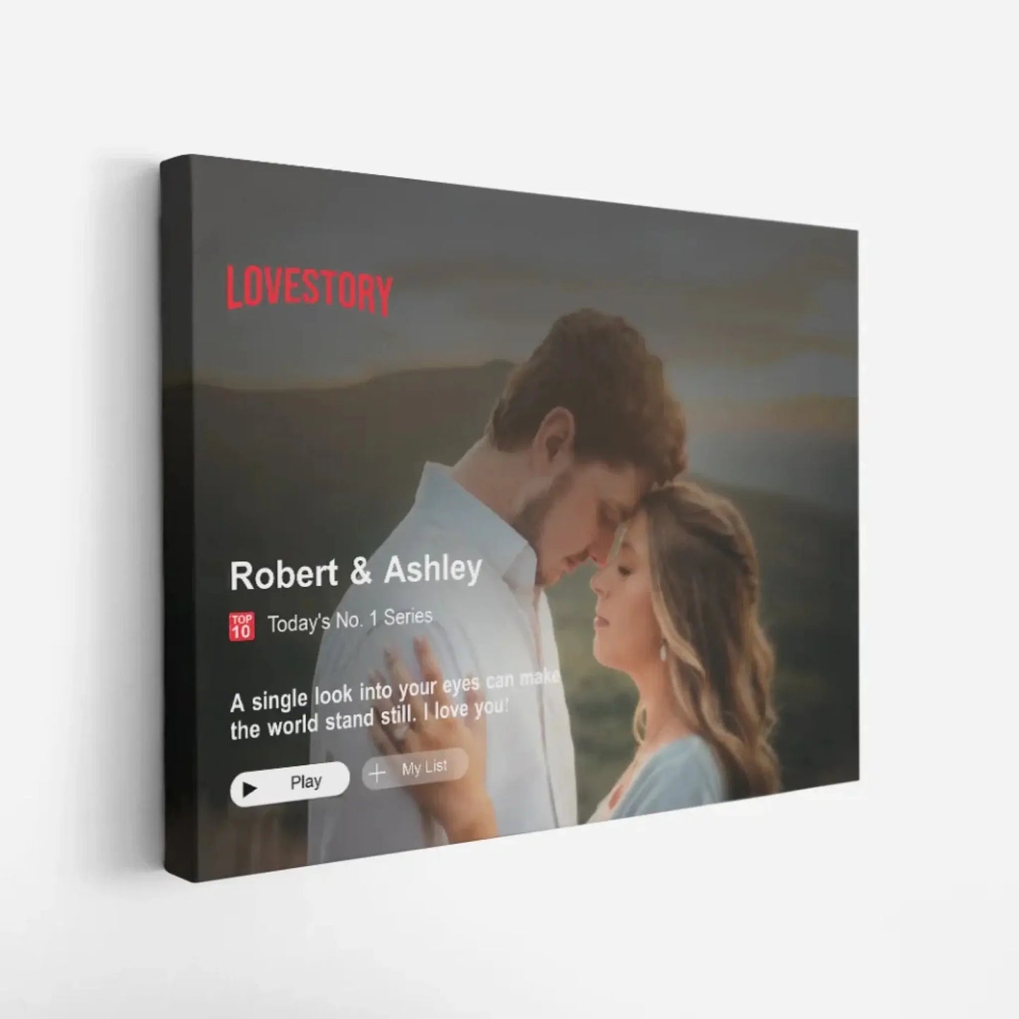 Personalized Loveflix Couple Canvas – Custom Photo Wall Art Gift for Anniversary, Valentine’s Day, or Romantic Home Decor  Ezcustomize