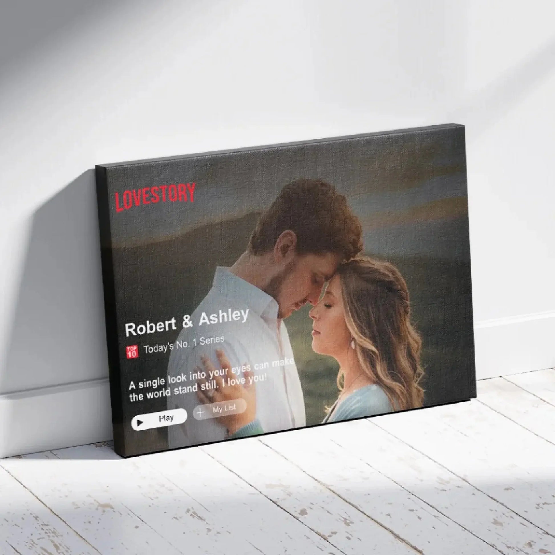 Personalized Loveflix Couple Canvas – Custom Photo Wall Art Gift for Anniversary, Valentine’s Day, or Romantic Home Decor  Ezcustomize