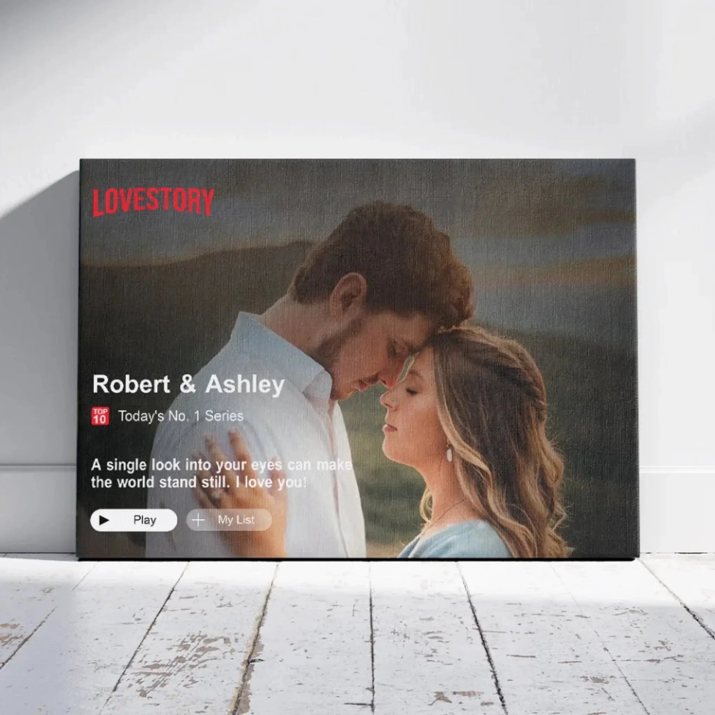 Personalized Loveflix Couple Canvas – Custom Photo Wall Art Gift for Anniversary, Valentine’s Day, or Romantic Home Decor  Ezcustomize