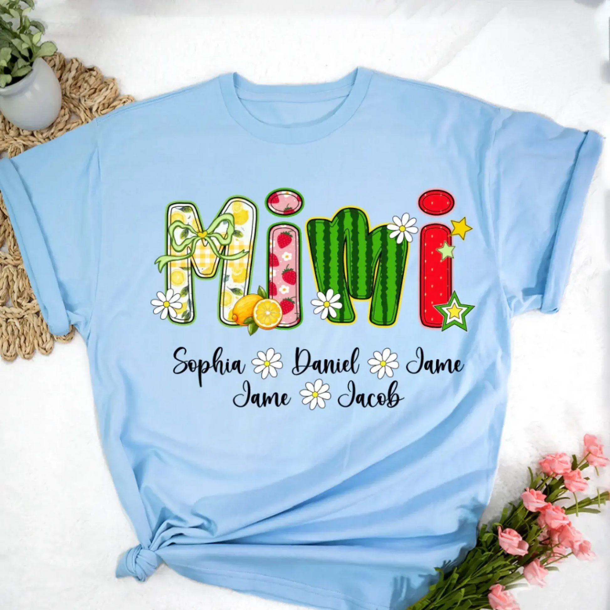Personalized Mimi Shirt with Grandkids – Cute Summer Fruit T-shirt Gift for Grandma, Nana, Gigi  Ezcustomize