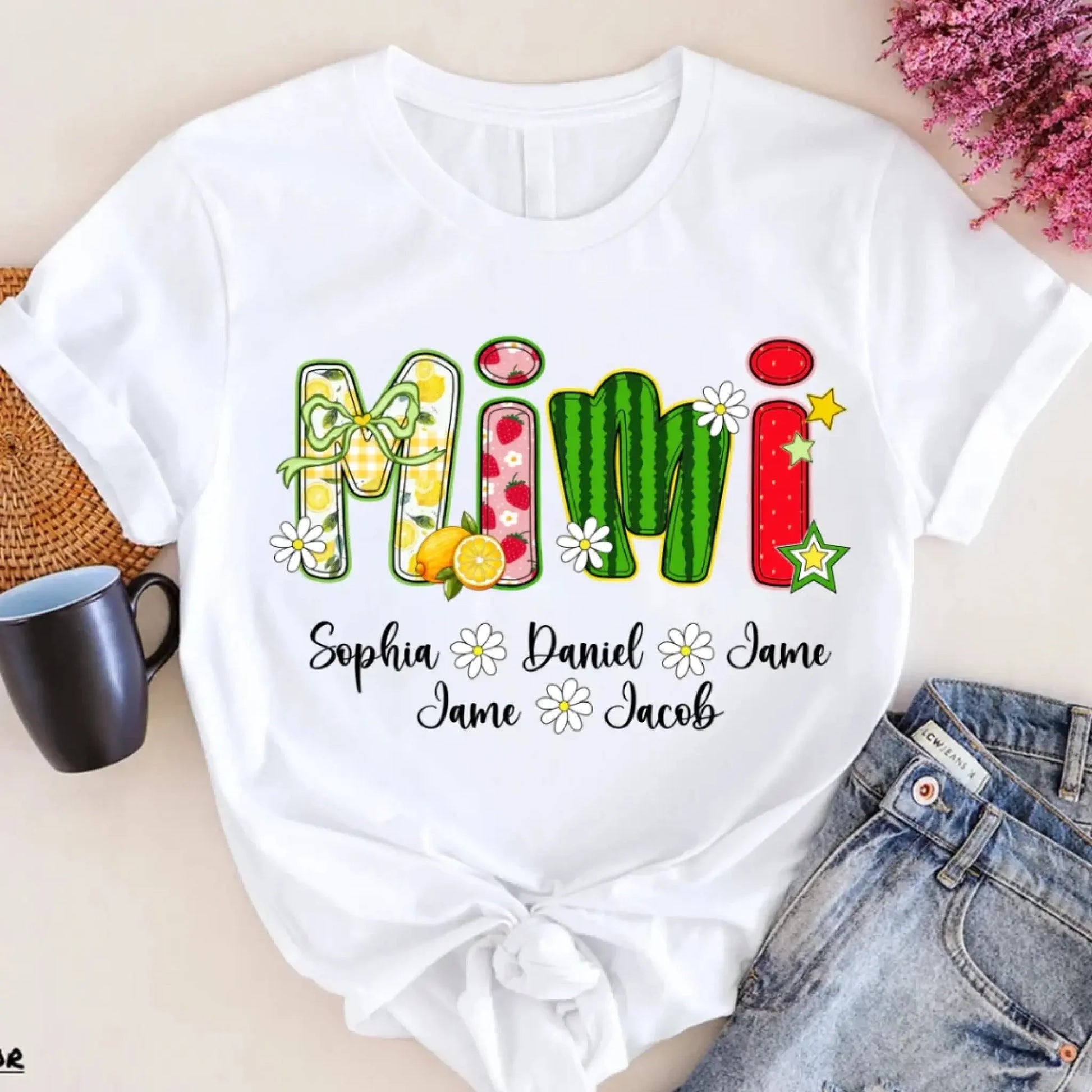 Personalized Mimi Shirt with Grandkids – Cute Summer Fruit T-shirt Gift for Grandma, Nana, Gigi  Ezcustomize