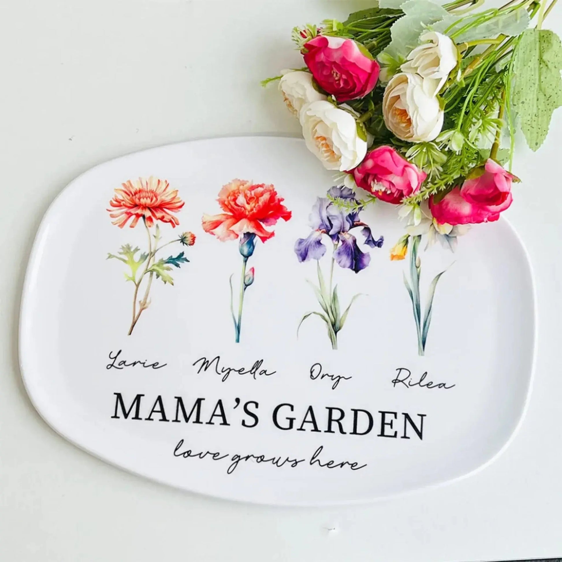 Personalized Mom's Garden Plate – Custom Birth Flower & Name Design, Unique Gift for Mom & Grandma  Ezcustomize