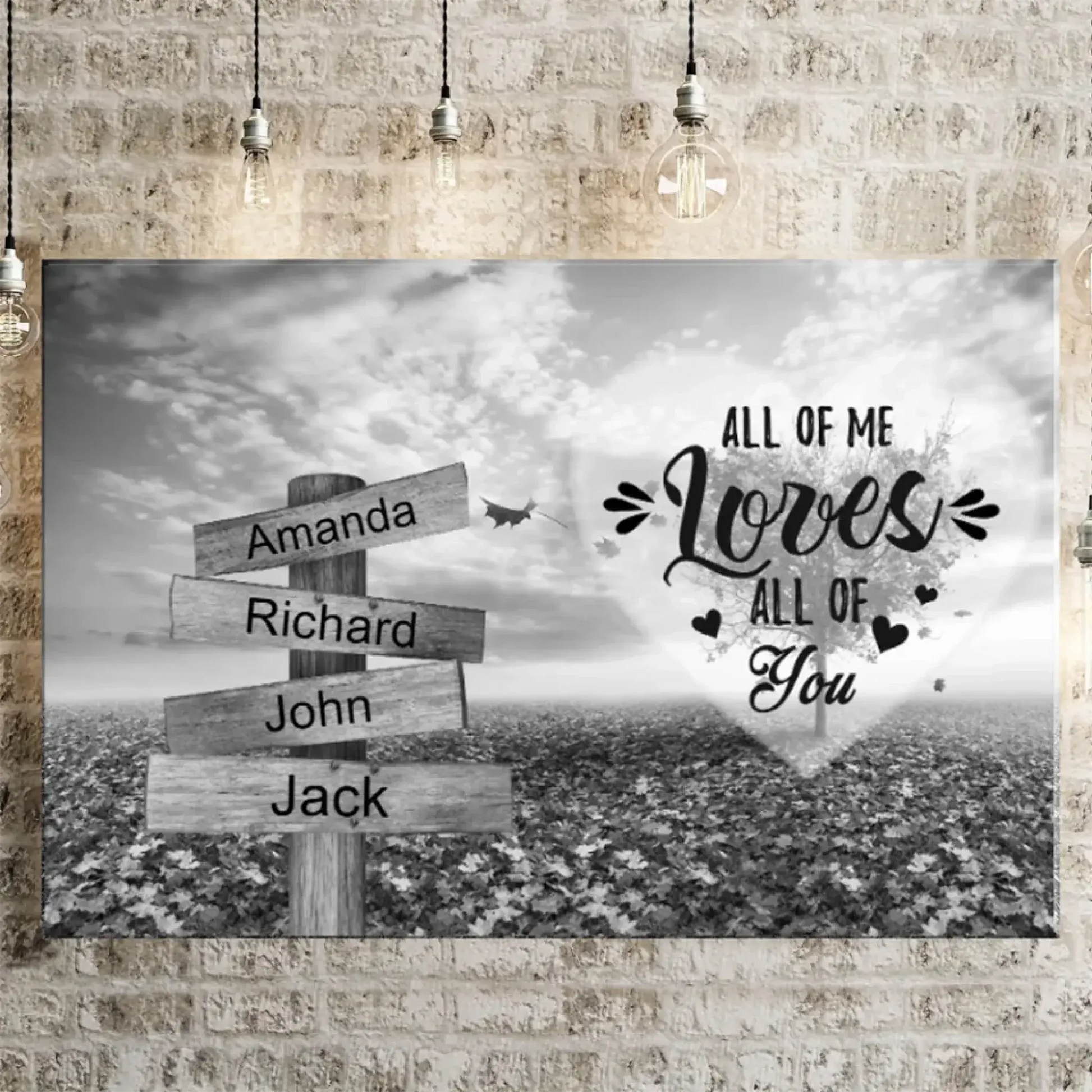 Personalized Multi Name Premium Road Sign Wrapped Canvas with Frame—Love Tree with Saying  Ezcustomize