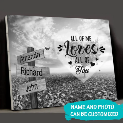 Personalized Multi Name Premium Road Sign Wrapped Canvas with Frame—Love Tree with Saying  Ezcustomize