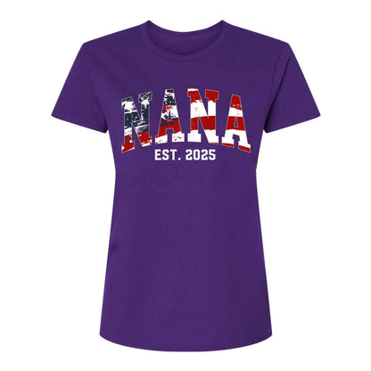 Personalized Nana Shirt with Kids’ Names & EST Year – 4th of July Gift for Grandma, American Flag Theme  Ezcustomize