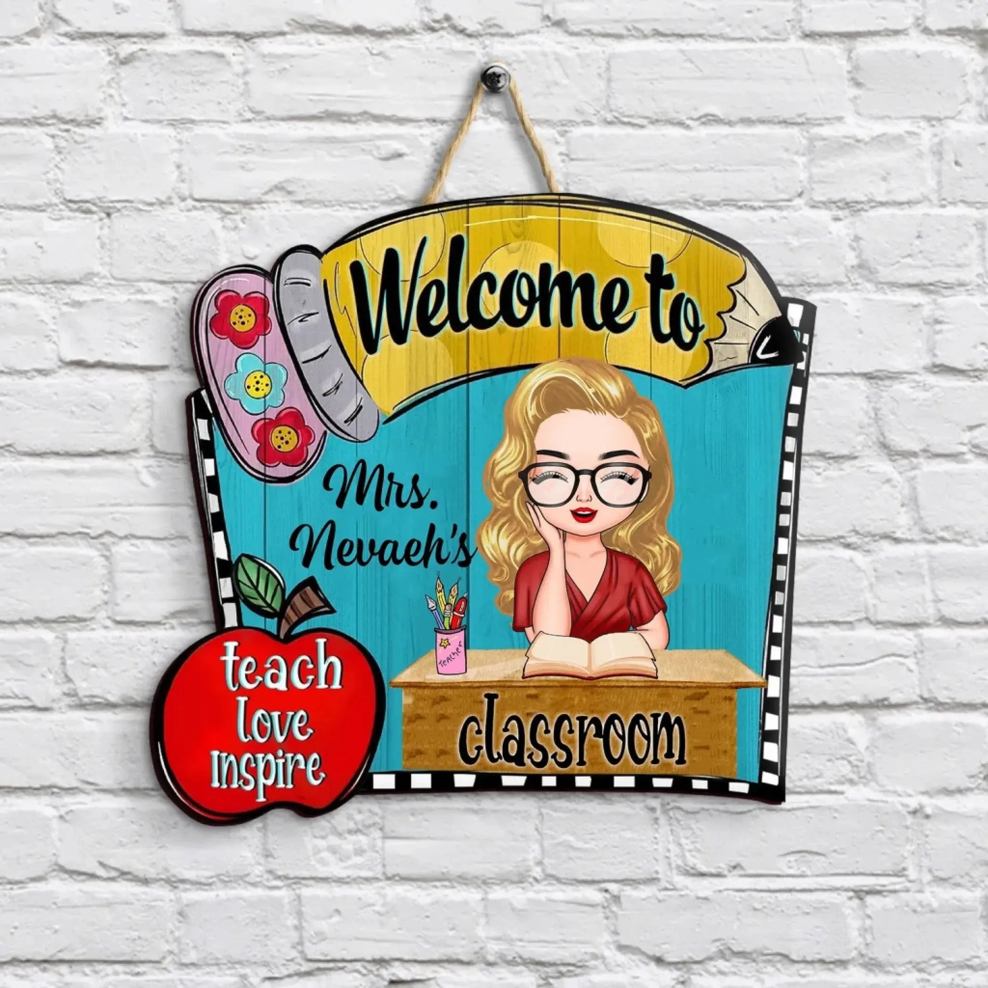 Personalized Pencil Door Sign – Custom Classroom Welcome Sign – Unique Gift for Teachers, Back-to-School or Teacher Appreciation  Ezcustomize
