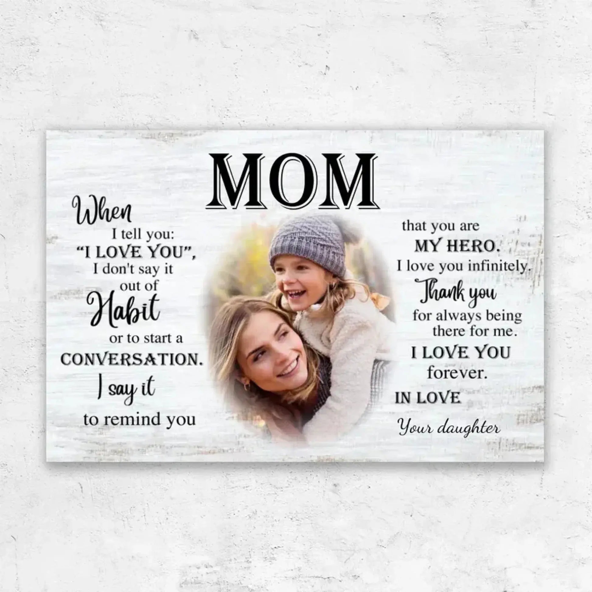 Personalized Poster/Canvas "To Mom" – Custom Mother's Day Gift with Photo & Message – Unique Wall Art for Mom  Ezcustomize