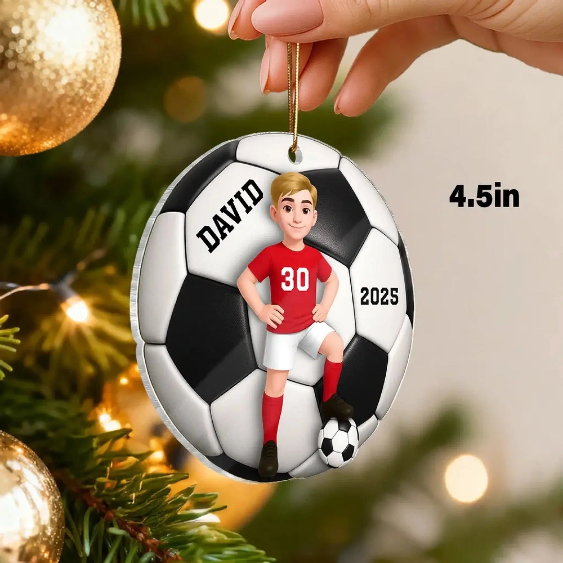 Personalized Soccer Player Ornament – 3D Effect Acrylic Keepsake – Perfect Christmas Gift for Son or Daughter  Ezcustomize
