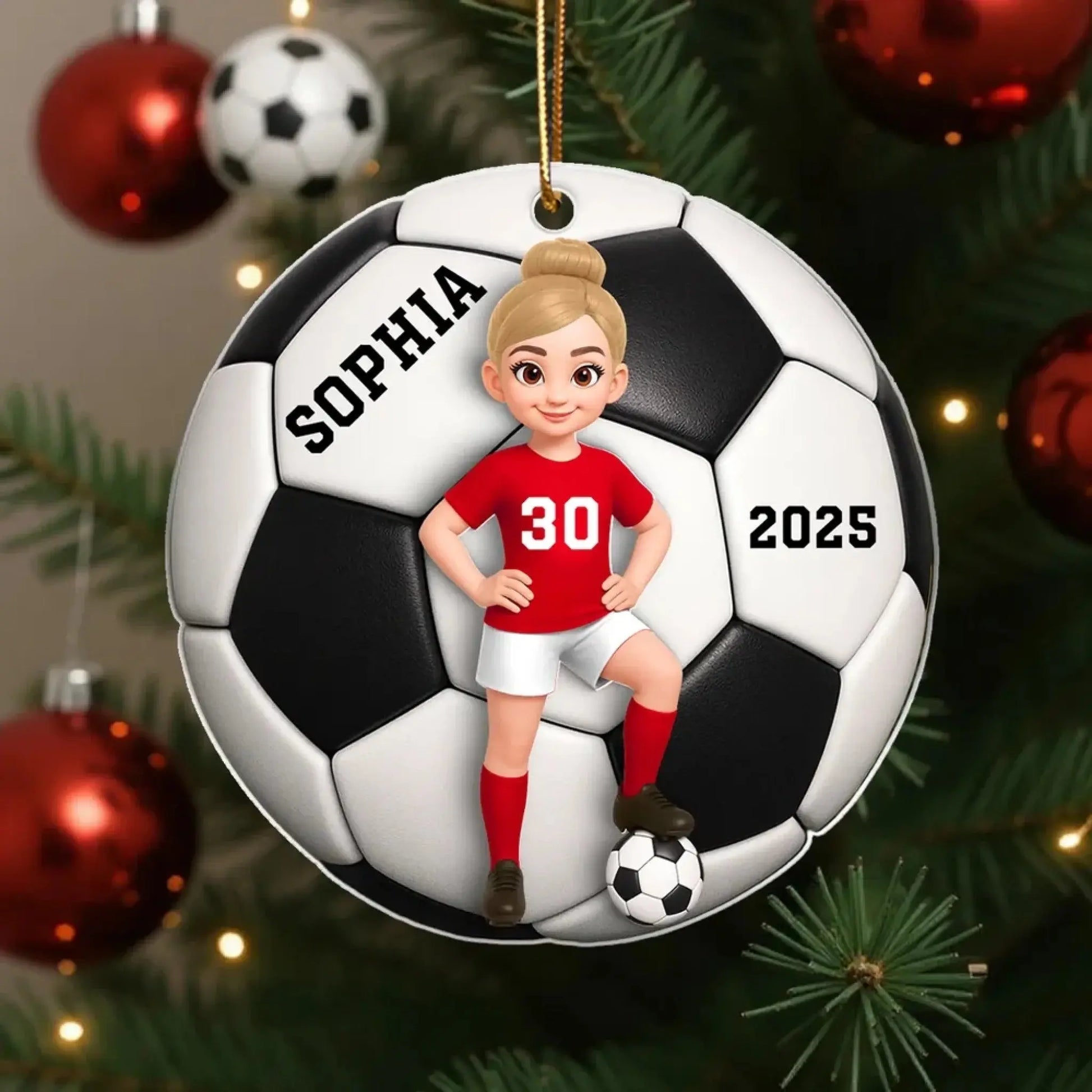 Personalized Soccer Player Ornament – 3D Effect Acrylic Keepsake – Perfect Christmas Gift for Son or Daughter  Ezcustomize