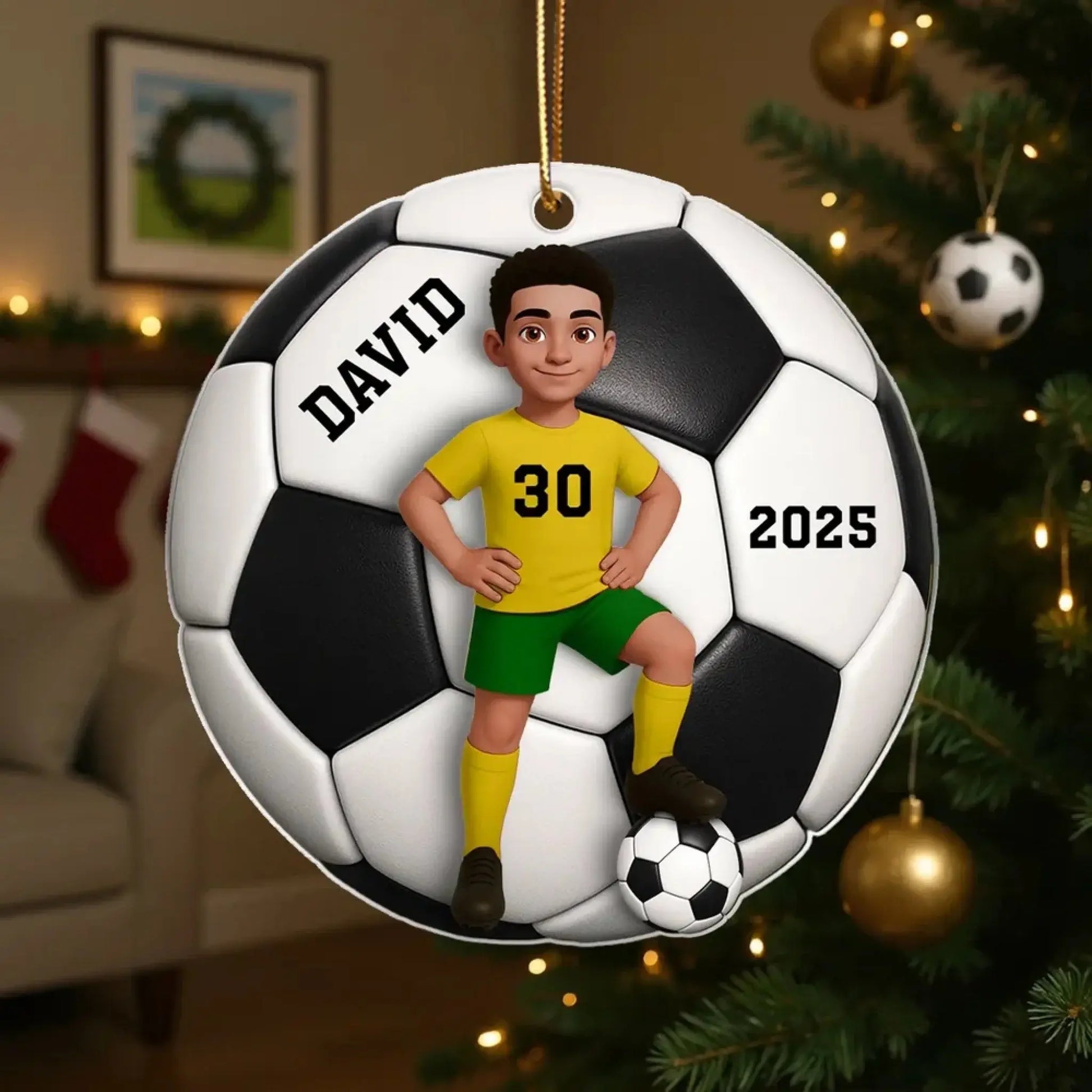 Personalized Soccer Player Ornament – 3D Effect Acrylic Keepsake – Perfect Christmas Gift for Son or Daughter  Ezcustomize