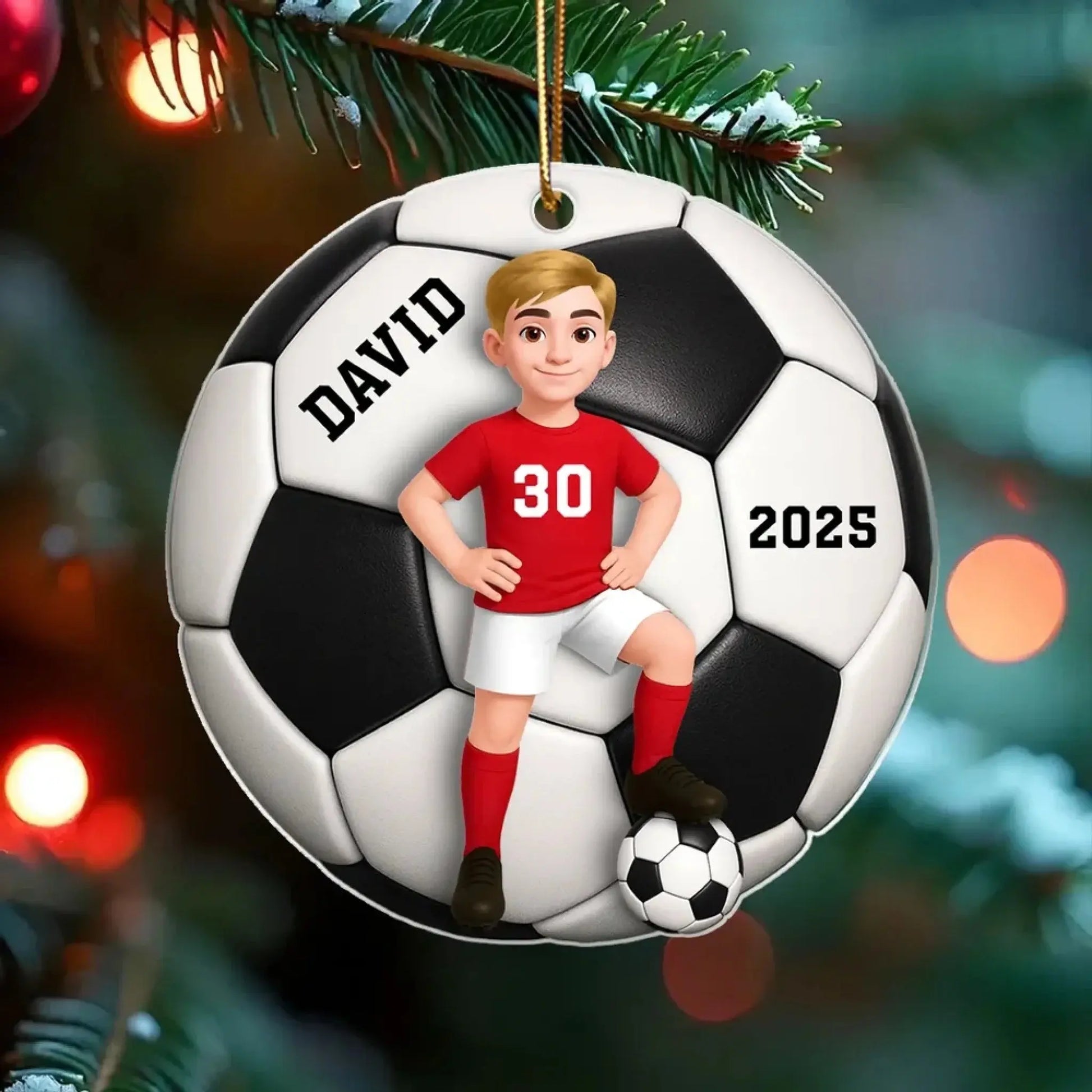 Personalized Soccer Player Ornament – 3D Effect Acrylic Keepsake – Perfect Christmas Gift for Son or Daughter  Ezcustomize