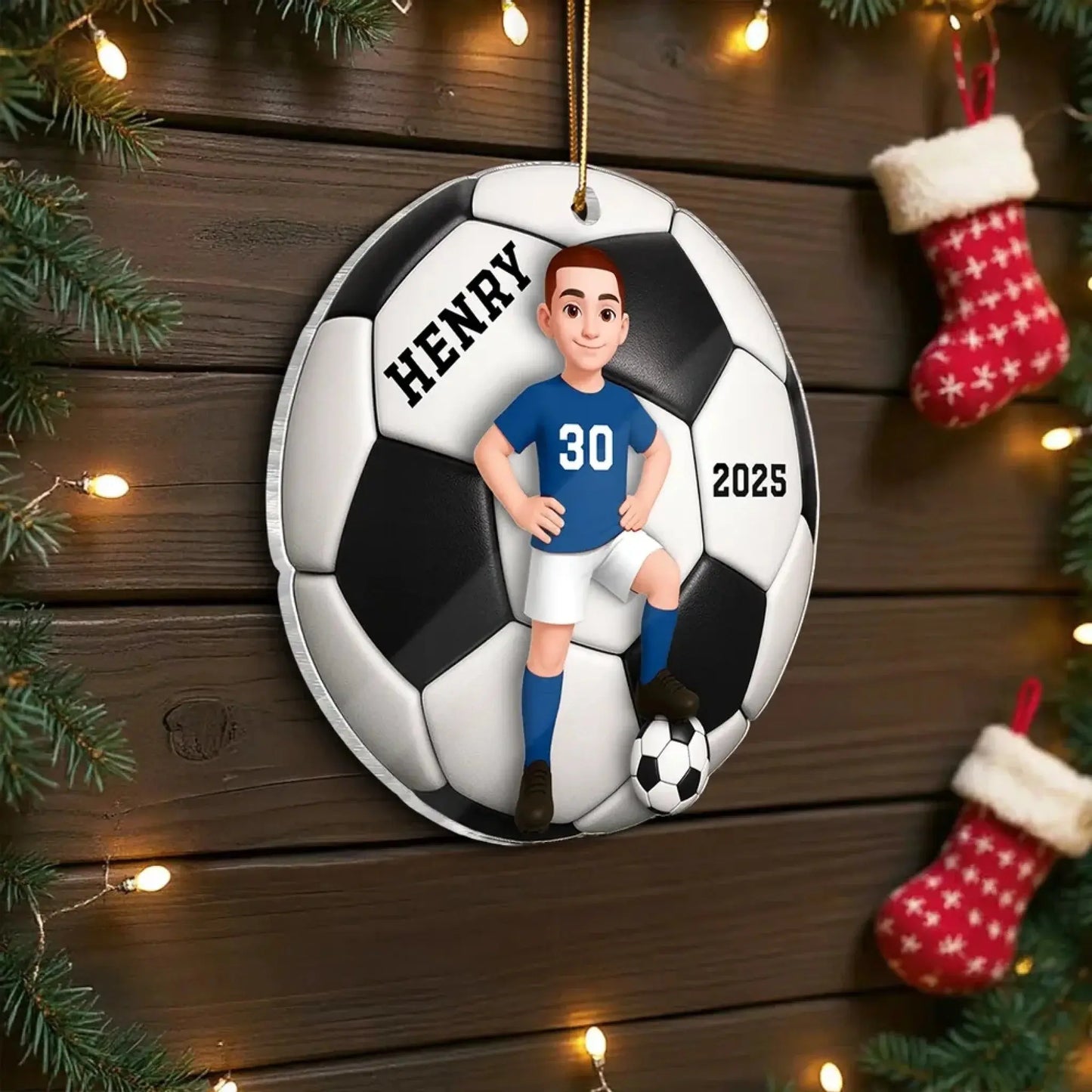 Personalized Soccer Player Ornament – 3D Effect Acrylic Keepsake – Perfect Christmas Gift for Son or Daughter  Ezcustomize
