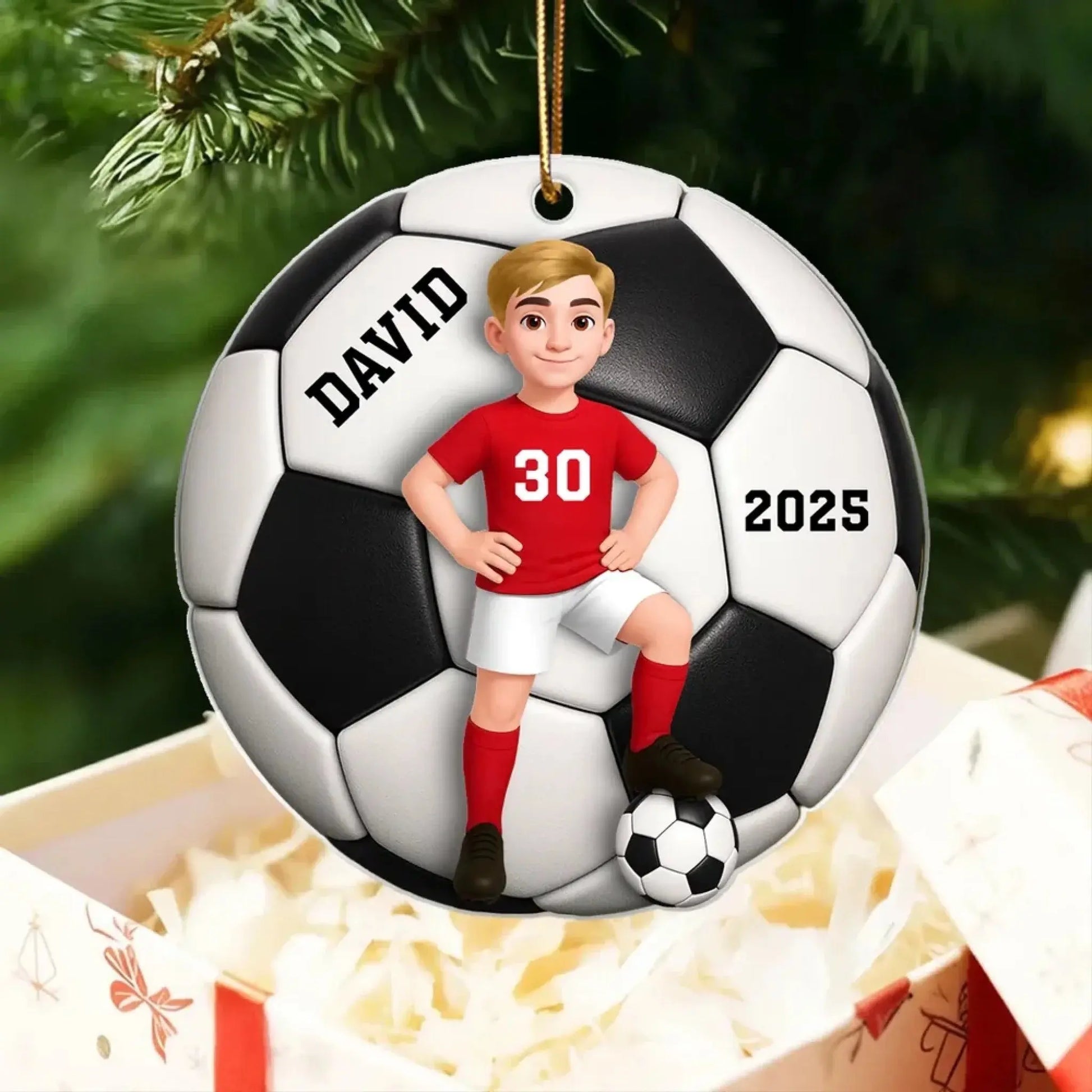 Personalized Soccer Player Ornament – 3D Effect Acrylic Keepsake – Perfect Christmas Gift for Son or Daughter  Ezcustomize