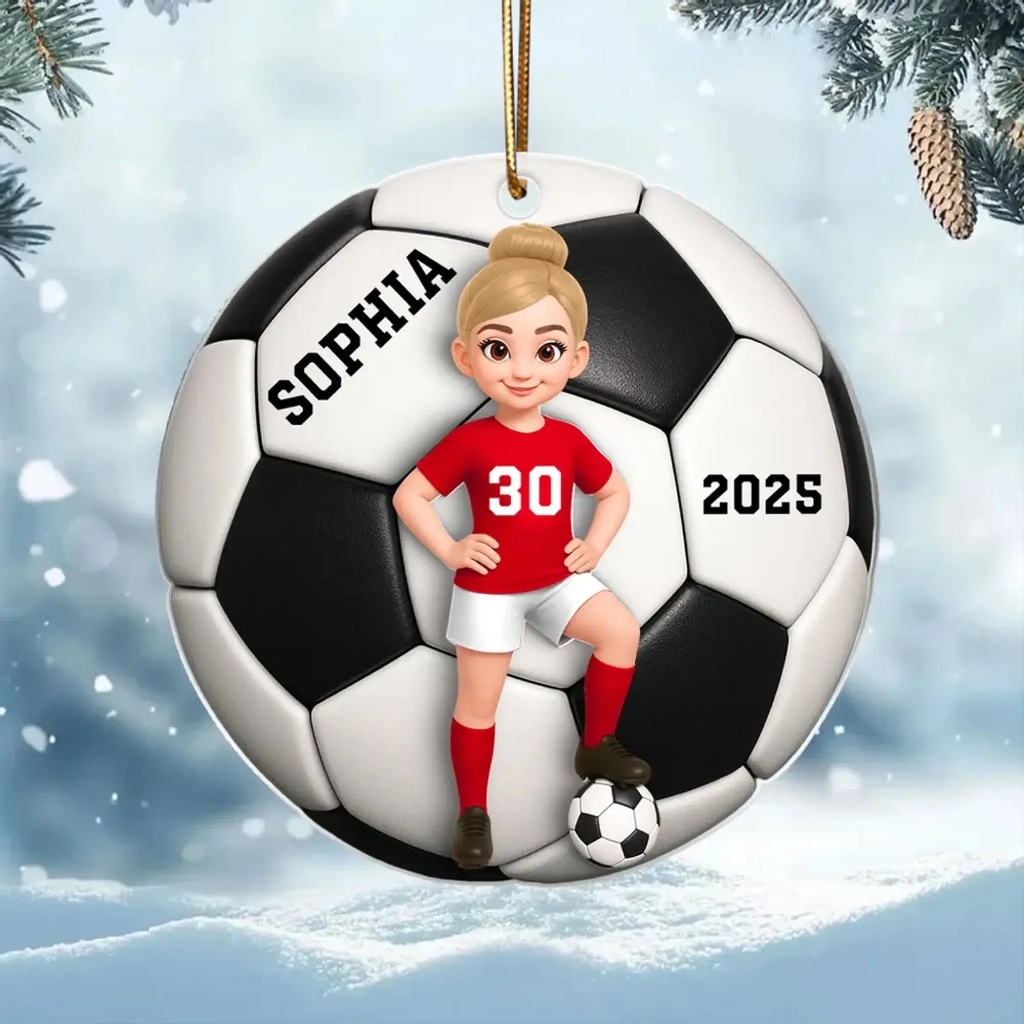 Personalized Soccer Player Ornament – 3D Effect Acrylic Keepsake – Perfect Christmas Gift for Son or Daughter  Ezcustomize