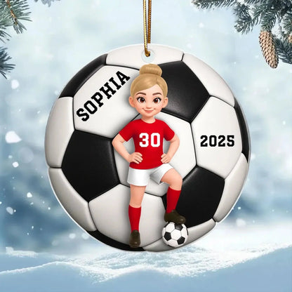 Personalized Soccer Player Ornament – 3D Effect Acrylic Keepsake – Perfect Christmas Gift for Son or Daughter  Ezcustomize