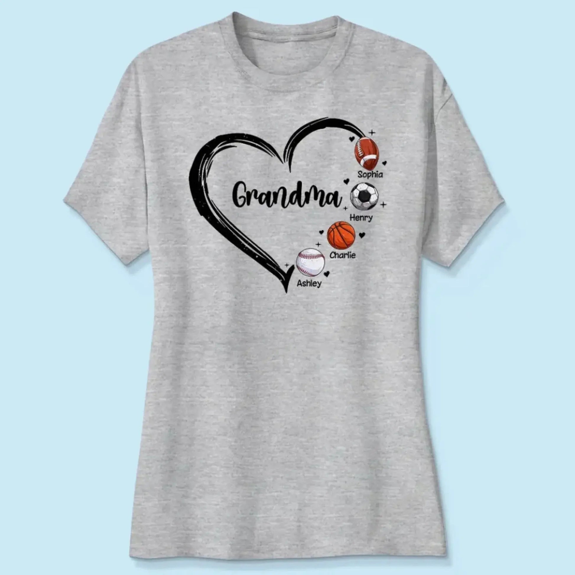 Personalized Sport Mom or Grandma Shirt – Heart Design with Custom Kids’ Names  Ezcustomize
