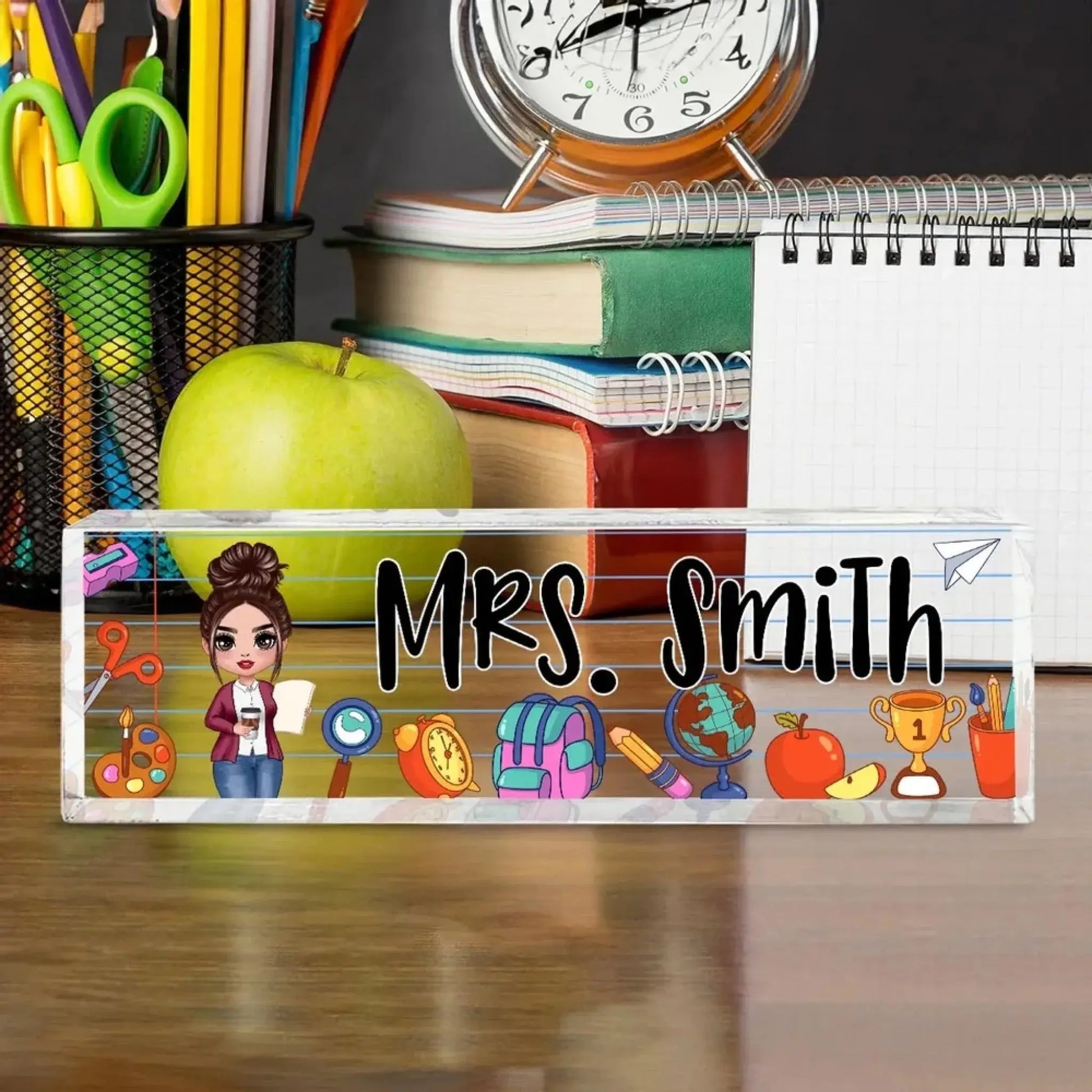 Personalized Teacher Acrylic Desk Name Plate – Custom School Things Plaque, Back To School Gift for Teacher  Ezcustomize
