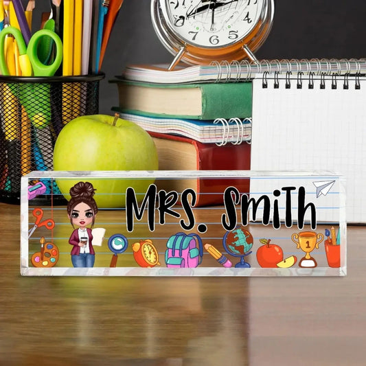 Personalized Teacher Acrylic Desk Name Plate – Custom School Things Plaque, Back To School Gift for Teacher  Ezcustomize