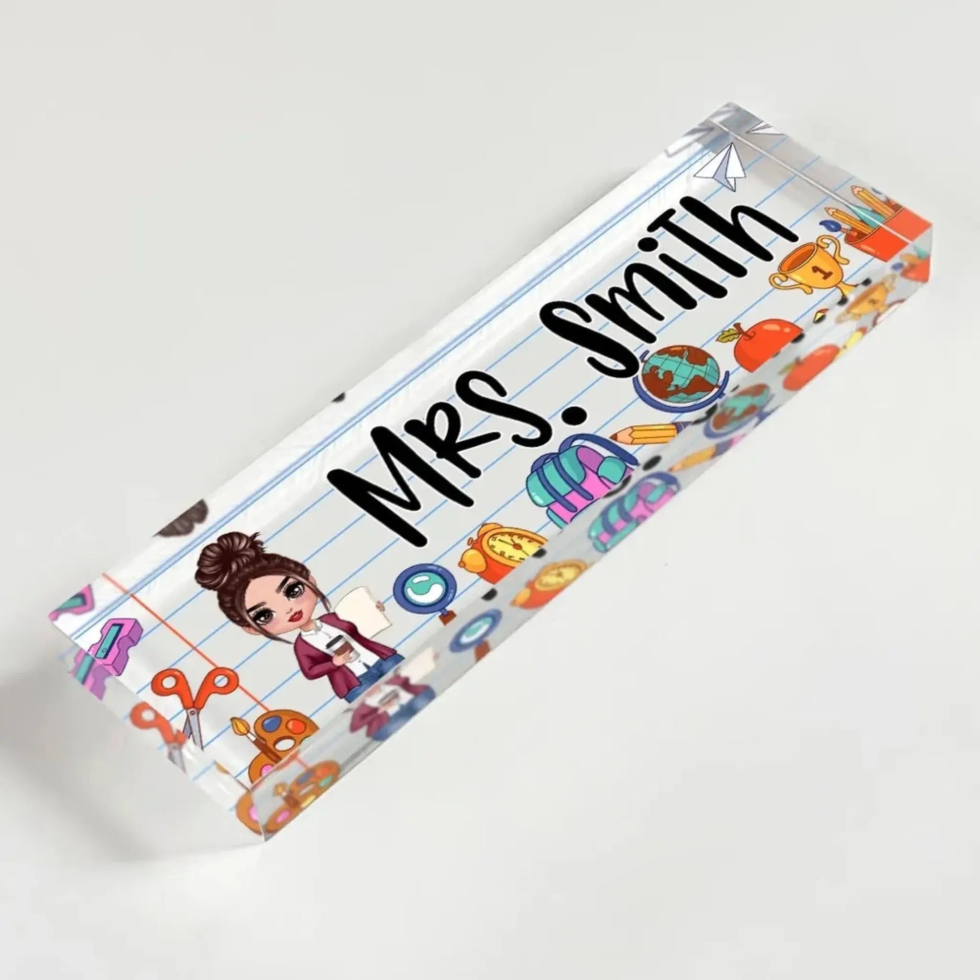 Personalized Teacher Acrylic Desk Name Plate – Custom School Things Plaque, Back To School Gift for Teacher  Ezcustomize