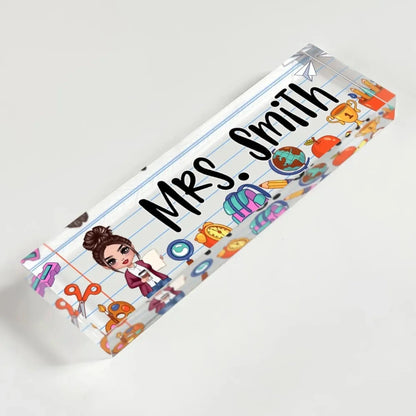 Personalized Teacher Acrylic Desk Name Plate – Custom School Things Plaque, Back To School Gift for Teacher  Ezcustomize