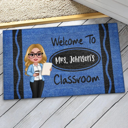 Personalized Teacher Classroom Doormat – Crayon Back to School Gift for Educators, Preschool, Pre-K, Kindergarten  Ezcustomize