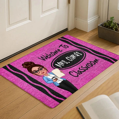 Personalized Teacher Classroom Doormat – Crayon Back to School Gift for Educators, Preschool, Pre-K, Kindergarten  Ezcustomize