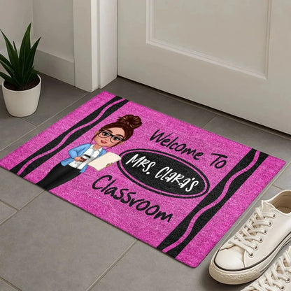 Personalized Teacher Classroom Doormat – Crayon Back to School Gift for Educators, Preschool, Pre-K, Kindergarten  Ezcustomize