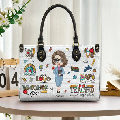 Personalized Teacher Life Leather Handbag – Custom PU Bag with Name & Character – Back to School Gift for Women, Teachers  Ezcustomize