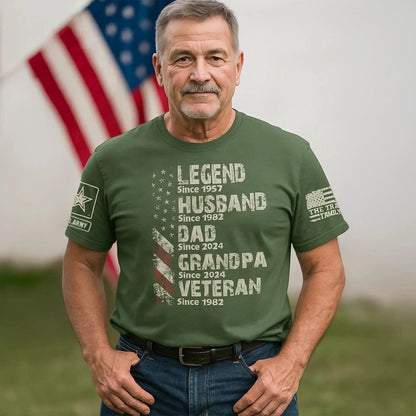 Personalized Veteran Grandpa Shirt – Custom Legend Husband Dad Papa T-Shirt with Military Branch & Years  Ezcustomize