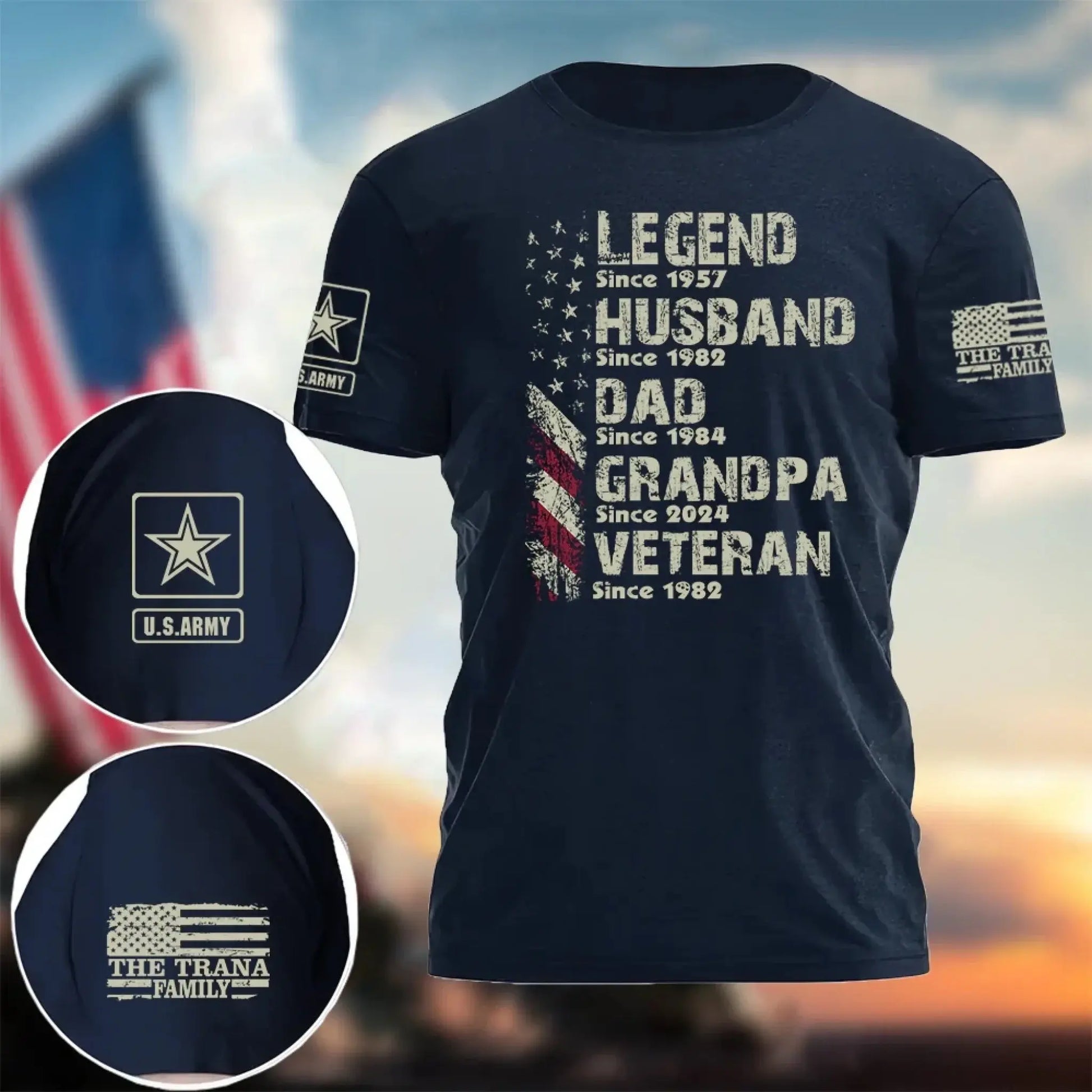 Personalized Veteran Grandpa Shirt – Custom Legend Husband Dad Papa T-Shirt with Military Branch & Years  Ezcustomize