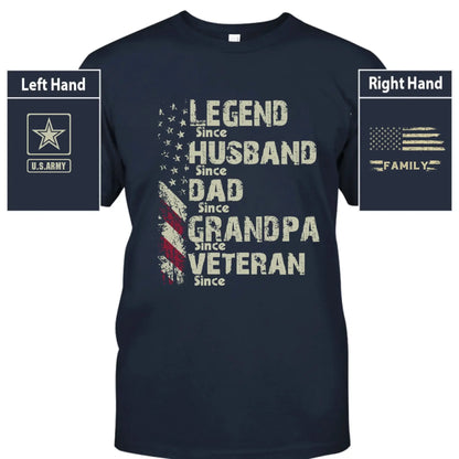 Personalized Veteran Grandpa Shirt – Custom Legend Husband Dad Papa T-Shirt with Military Branch & Years  Ezcustomize