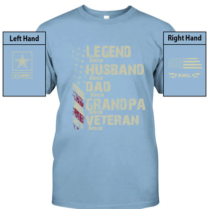 Personalized Veteran Grandpa Shirt – Custom Legend Husband Dad Papa T-Shirt with Military Branch & Years  Ezcustomize