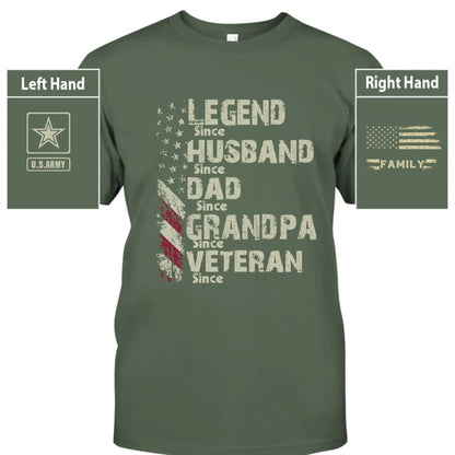 Personalized Veteran Grandpa Shirt – Custom Legend Husband Dad Papa T-Shirt with Military Branch & Years  Ezcustomize