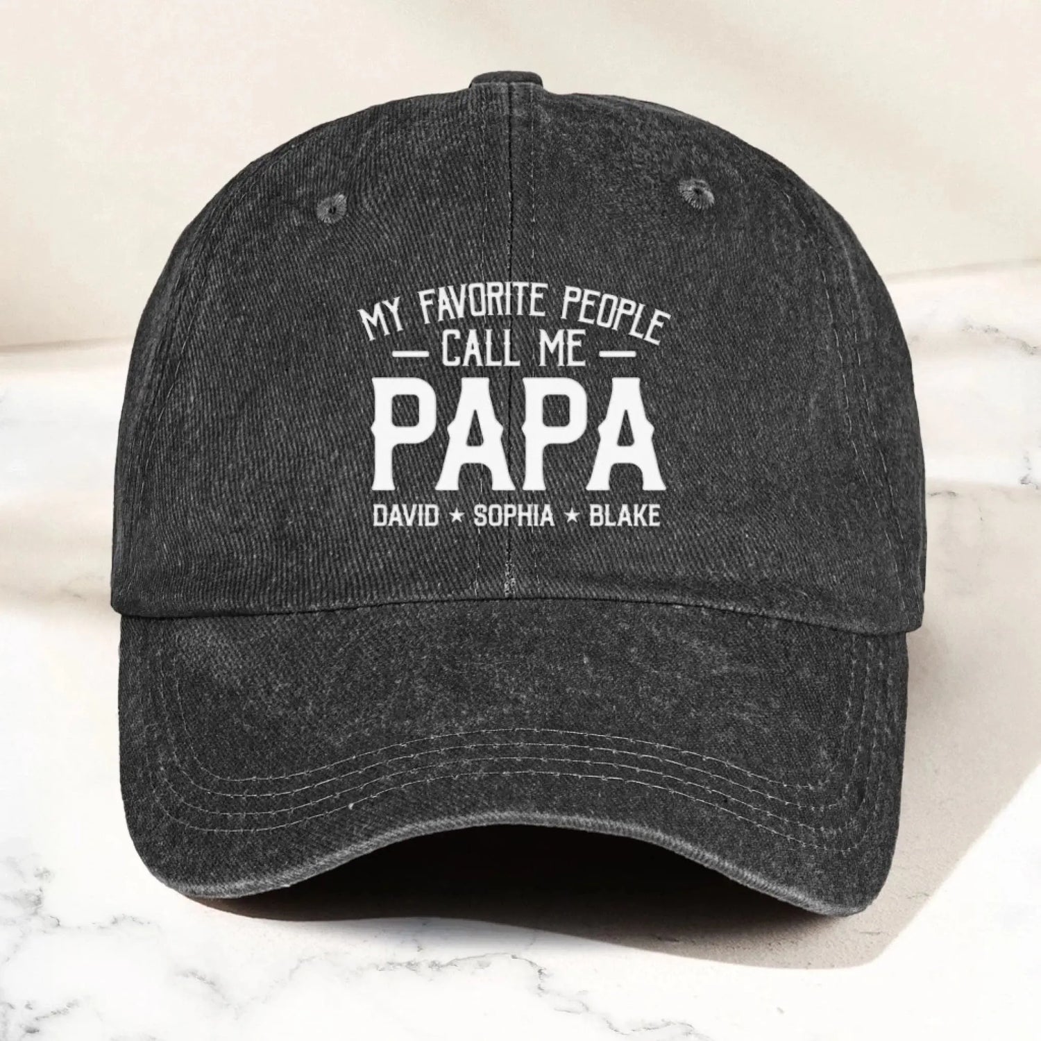 Personalized Washed Denim Cap with Kids’ Names – Custom Dad, Papa, or Grandpa Hat  Ezcustomize