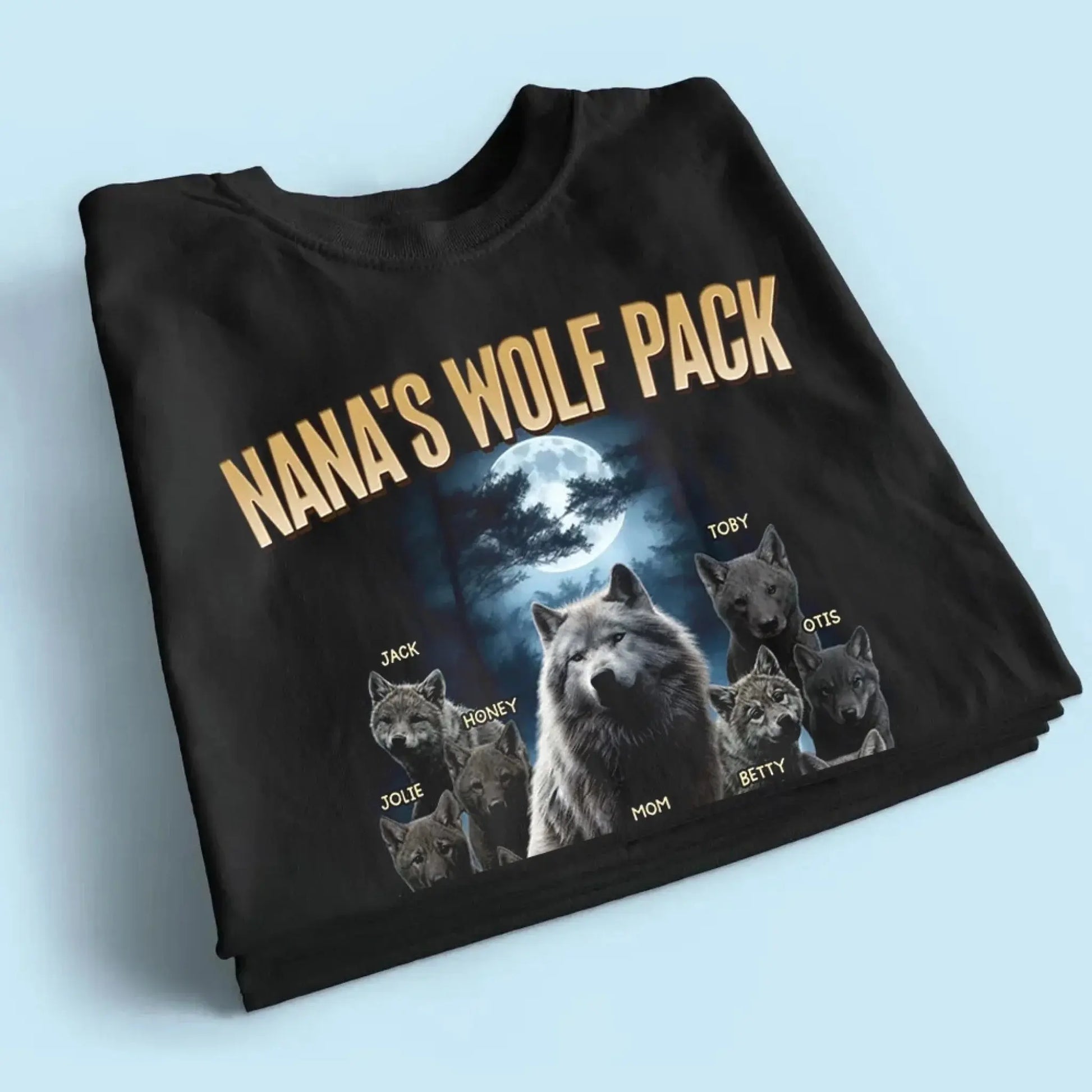 Personalized Wolf Pack Shirt for Mom, Nana, Mimi, or Grandma – Custom Family Names, Cute Gift for Mother’s Day or Birthday  Ezcustomize