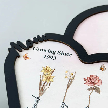 Personalized "First Mom, Now Grandma" Wooden Heart Plaque – Custom Birth Month Flower Gift for Moms & Grandmas  Ezcustomize