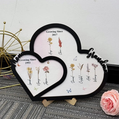 Personalized "First Mom, Now Grandma" Wooden Heart Plaque – Custom Birth Month Flower Gift for Moms & Grandmas  Ezcustomize