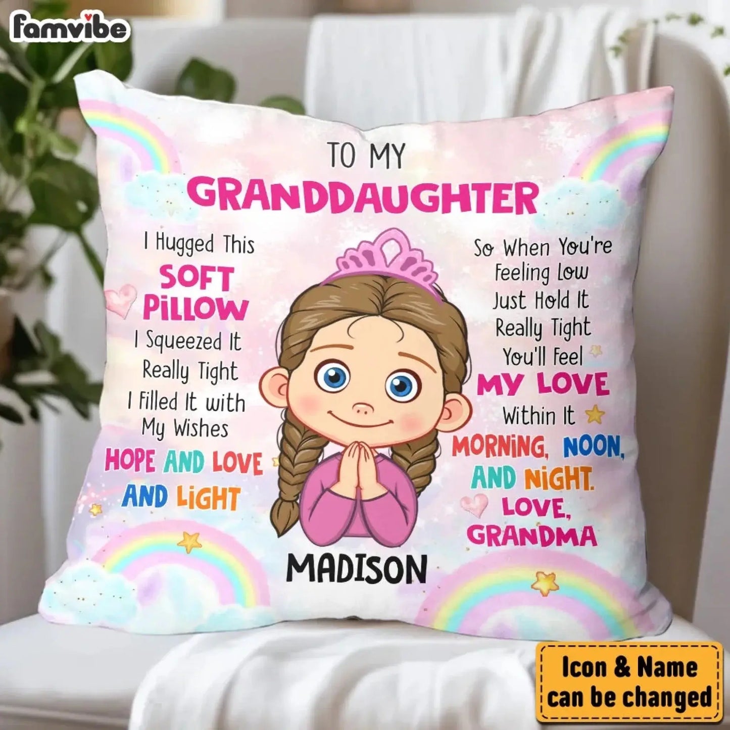 Personalized 'Hug This' Pillow - Grandma's Special Gift for Granddaughter  Ezcustomize