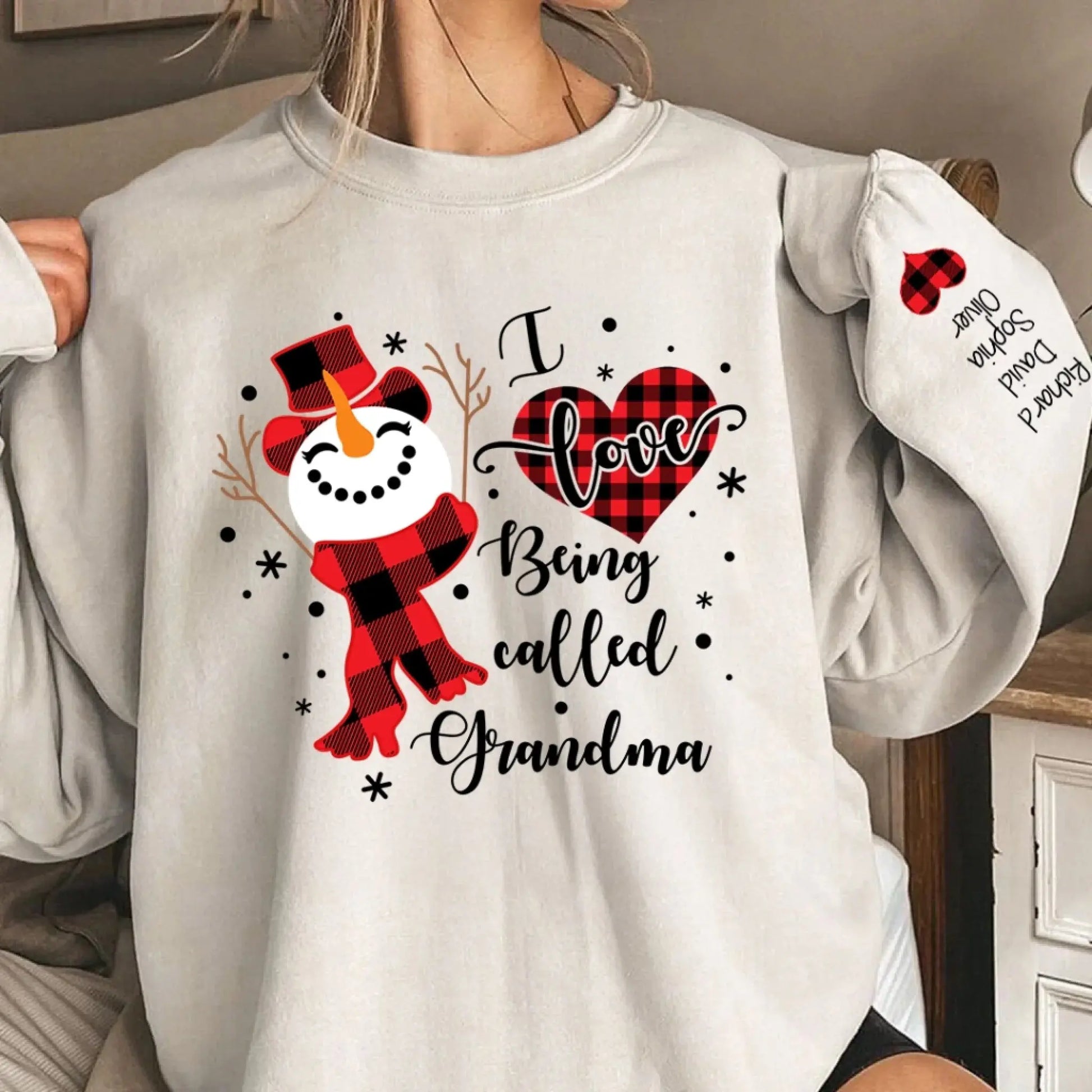 Personalized “I Love Being Called Grandma” Snowman Sweatshirt – Custom Christmas Gift for Grandma or Nana  Ezcustomize