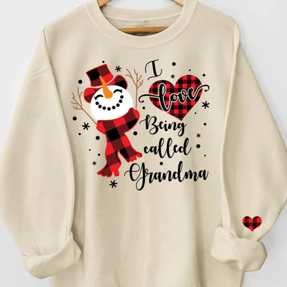 Personalized “I Love Being Called Grandma” Snowman Sweatshirt – Custom Christmas Gift for Grandma or Nana  Ezcustomize