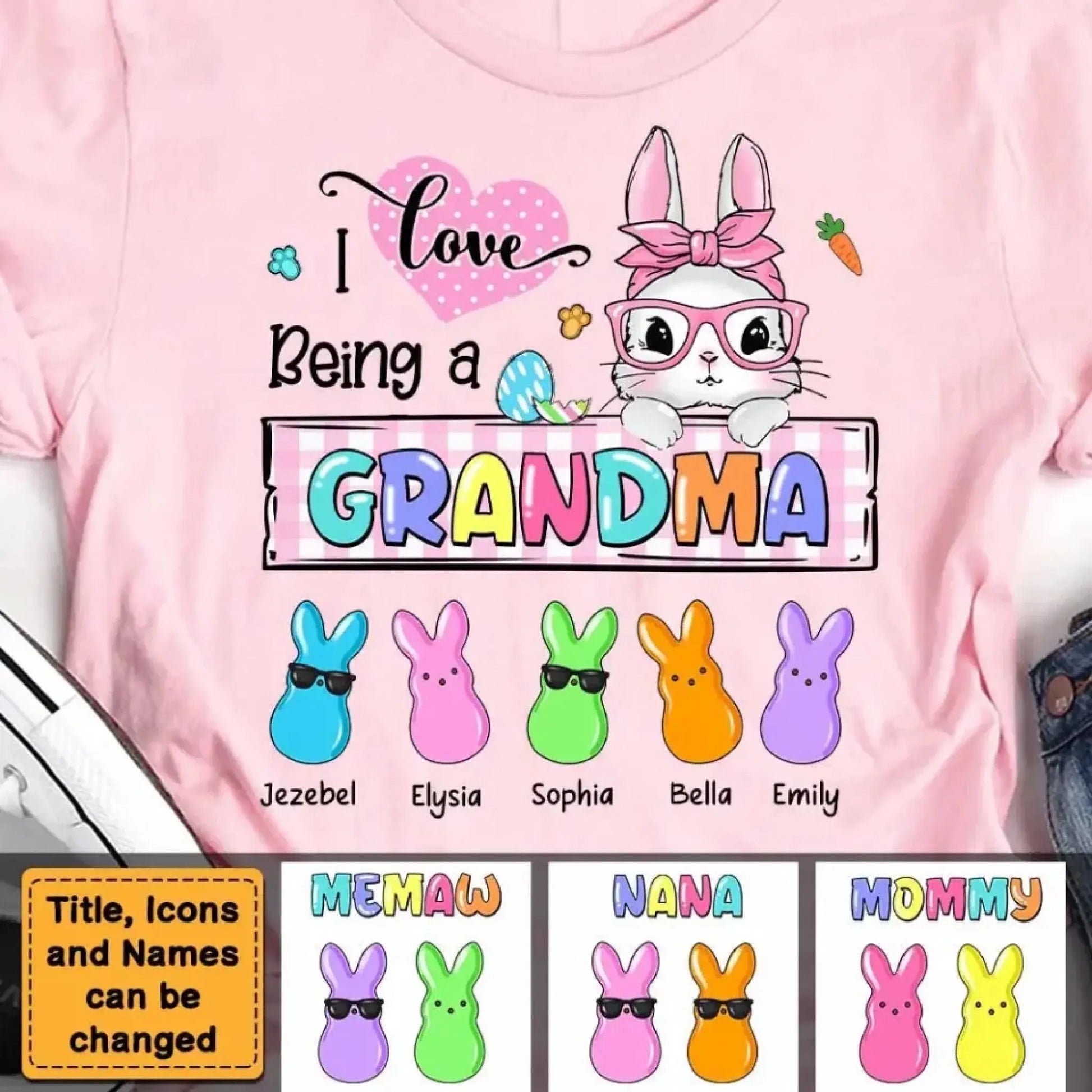 Personalized "I Love Being a Grandma" Easter Bunny Shirt – Custom Easter Gift for Grandma  Ezcustomize