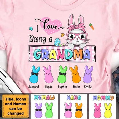 Personalized "I Love Being a Grandma" Easter Bunny Shirt – Custom Easter Gift for Grandma  Ezcustomize