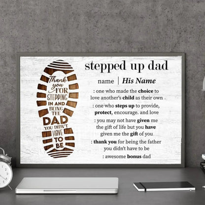 Personalized "Stepped Up Dad" Definition Canvas/Poster - Thoughtful Gift for a Bonus Dad  Ezcustomize