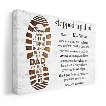 Personalized "Stepped Up Dad" Definition Canvas/Poster - Thoughtful Gift for a Bonus Dad  Ezcustomize