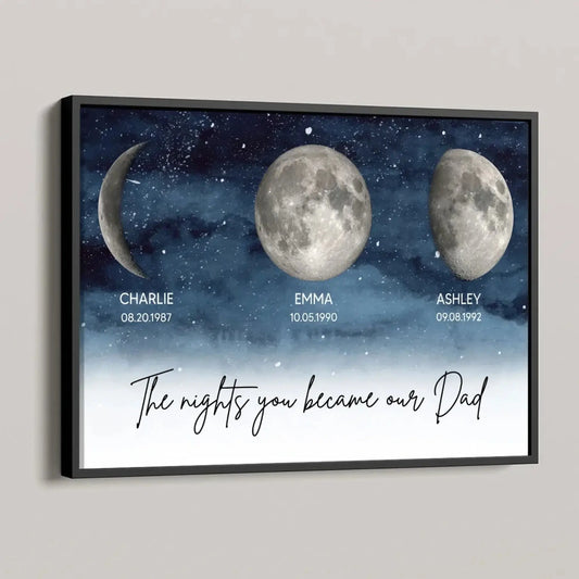 Personalized “The Nights You Became Our Dad” Wall Art - Starry Night Moon Phase Poster/Canvas – Heartfelt Father’s Day Gift for Dad or Husband  Ezcustomize